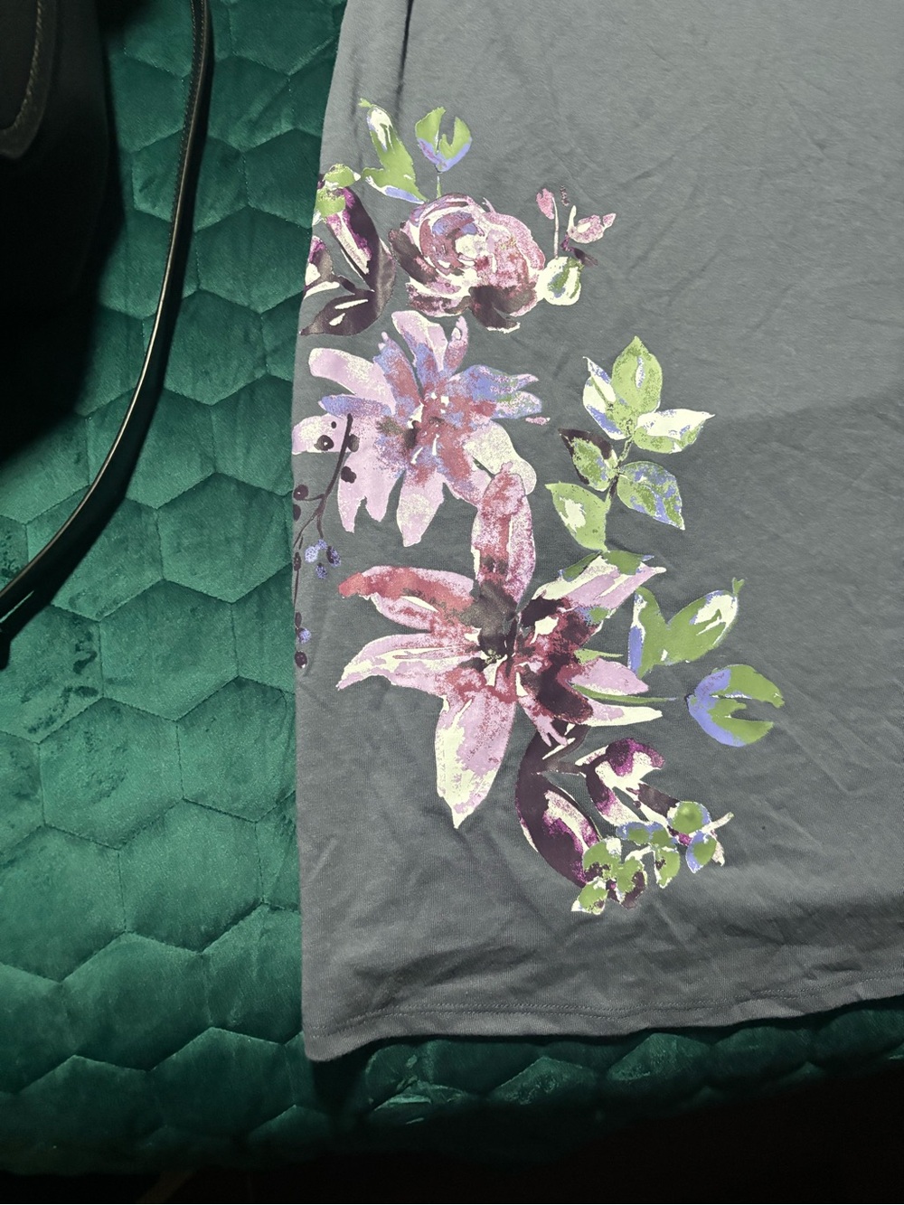 Lane Bryant Gray
Nightgown with purple  & Green Floral Accent